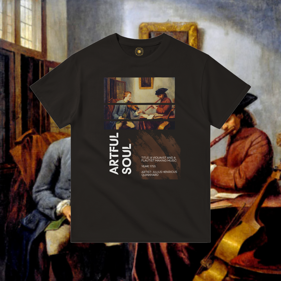 T-shirt Unisex - A violinist and a flautist making music - Art