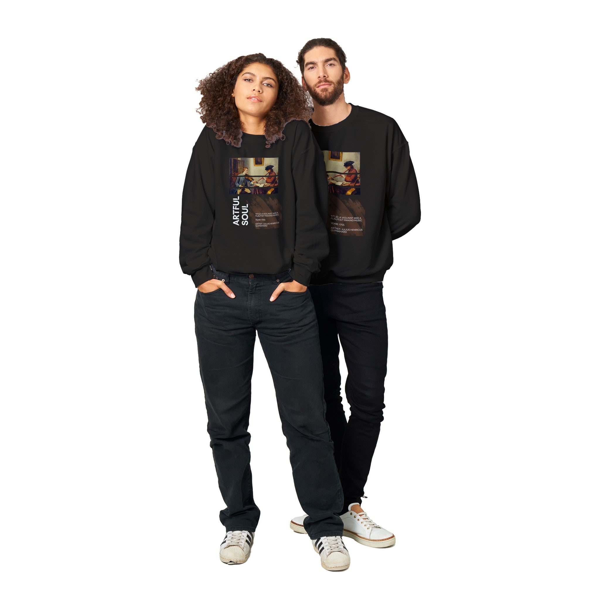 Sweater Unisex - A violinist and a flautist making music - Art