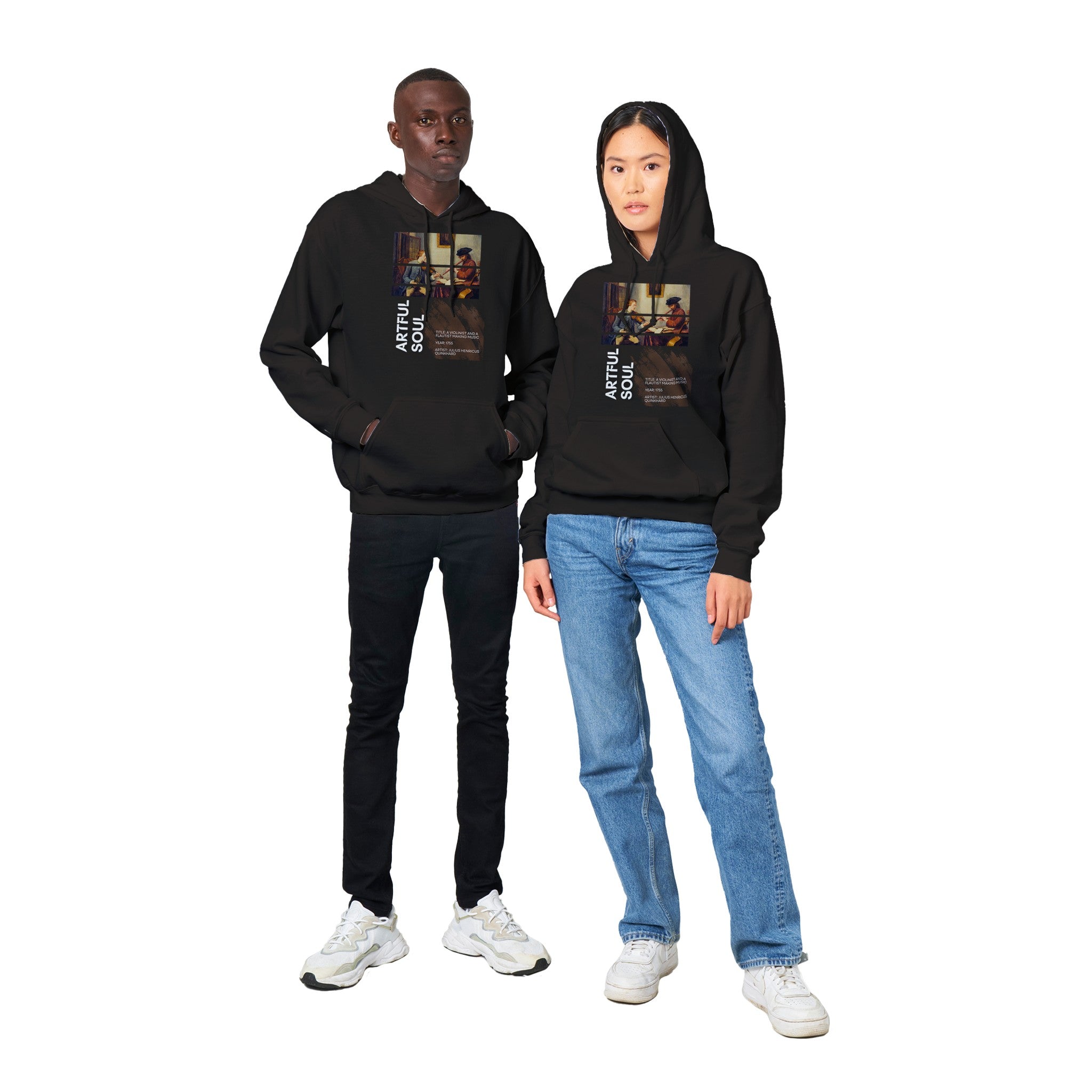 Hoodie Unisex - A violinist and a flautist making music - Art